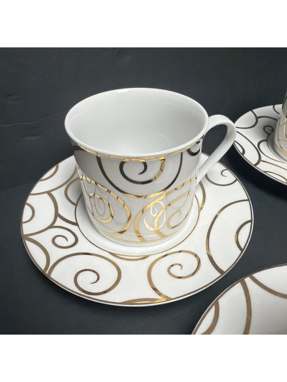 Pier One Gold Swirl Cup Saucer Set Retired Vintage Priced Each Set Holiday